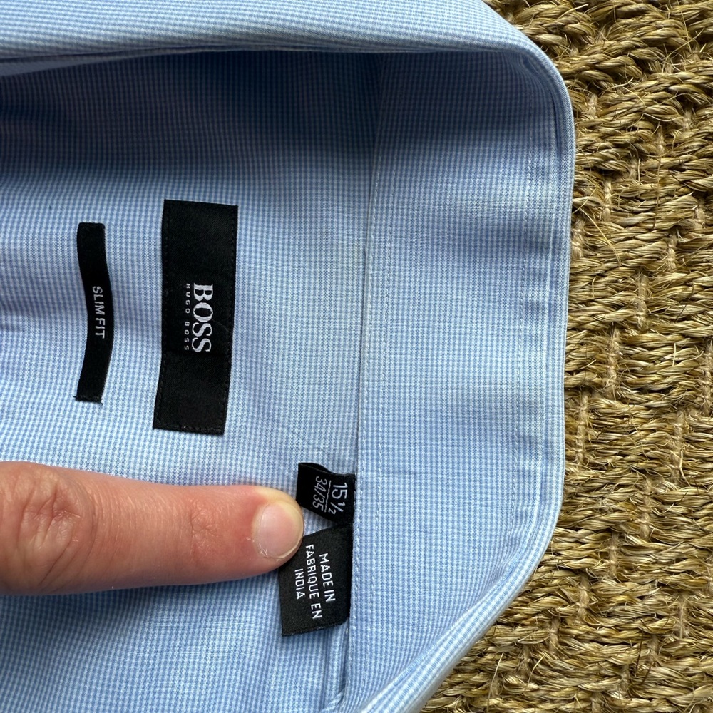 Boss Men's Light Blue Dress Shirt 15.5 34/35